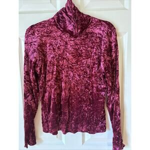 Sno skins Top Red Velvour crushed Long Sleeve Turtleneck Women's m New